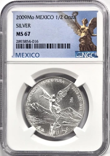 2009 Mexico Libertad 1/2 Oz. Silver Coin - NGC MS67