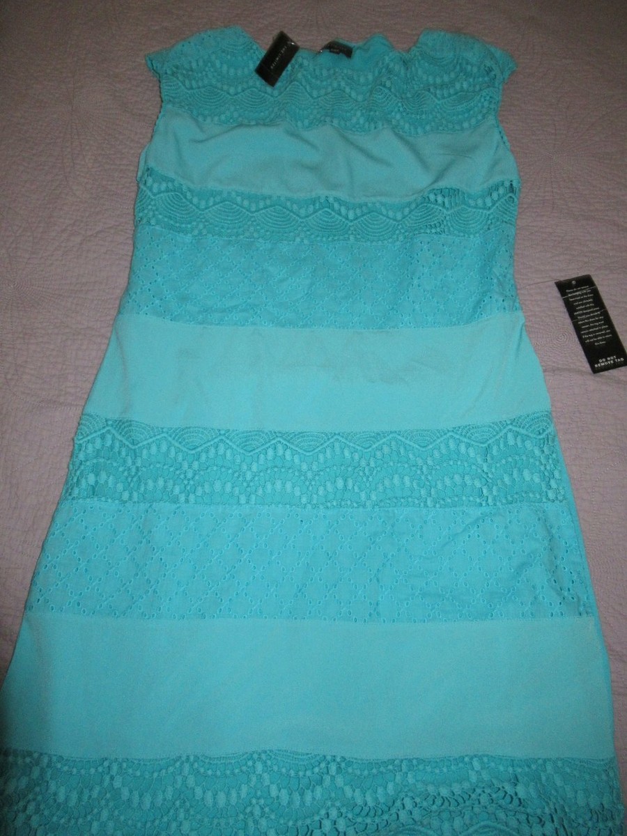 nwt The Limited aqua crochet lace trim tunic dress ladies S free ship USA