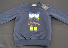 NWT NEW Fendi baby robot print Cotton Sweatshirt In navy 2y JMH018