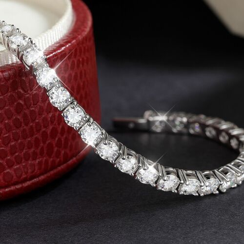 3.5mm Moissanite Tennis Bracelet Men 925 Sterling Silver 18K White Gold Overlay - Picture 2 of 14