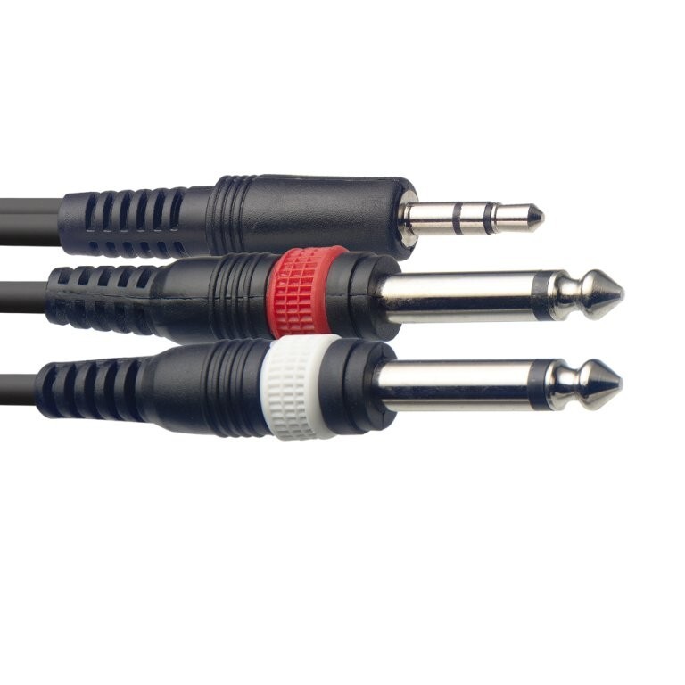 Stagg 1m/3ft Mini Stereo Jack - 2x 6.3mm Mono Jack Lead