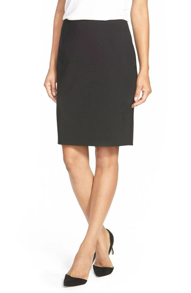 $280 Elie Tahari Women's Solid Black Stretch Wool Bennet Pencil Skirt Size 12