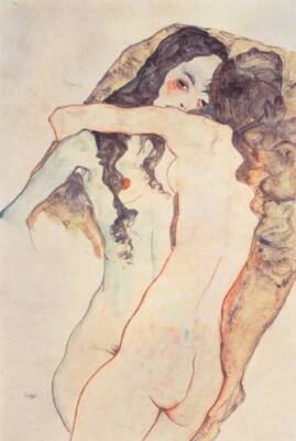Two Women Embracing Painting by Egon Schiele, 1911 Poster Print, Imagekind