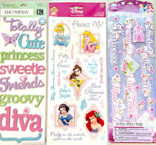    DISNEY PRINCESS LOT   STICKER SHEETS  Sparkle EMBELLISHMENTS SandyLion K co