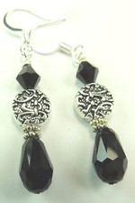 Black Briolette Biocone Crystal Earrings Handmade Jewelry