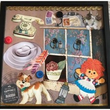 Rag Doll Old Fashioned Girls Room Framed Handmade Collage Wall Decor OOAK