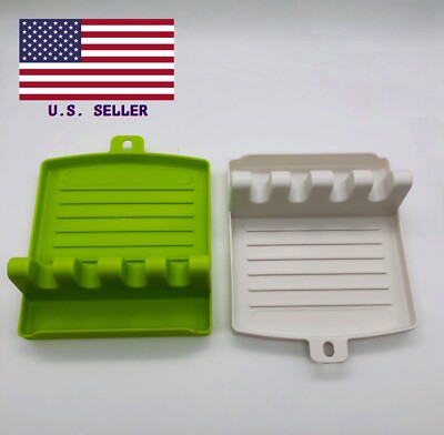 Spoon Rest Cooking Utensil Rest Multiple Utensil Holder With Raised Lip For Lids