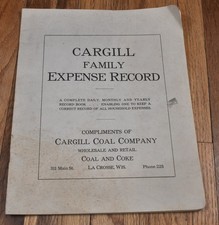 Vintage Cargill Coal Company Advertising Family Expense Record Book