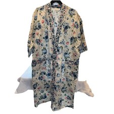 Komar Size L Robe Cottage Prairie Floral Roses Pockets Belt Knee Length USA