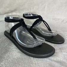 Sanuk Yoga Sunshine Women's Thong Strappy Sandal Size 6 Black Bungee