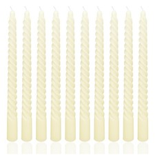 10 Inch Pale Yellow Spiral Taper Candles Unscented Dripless 10Pack