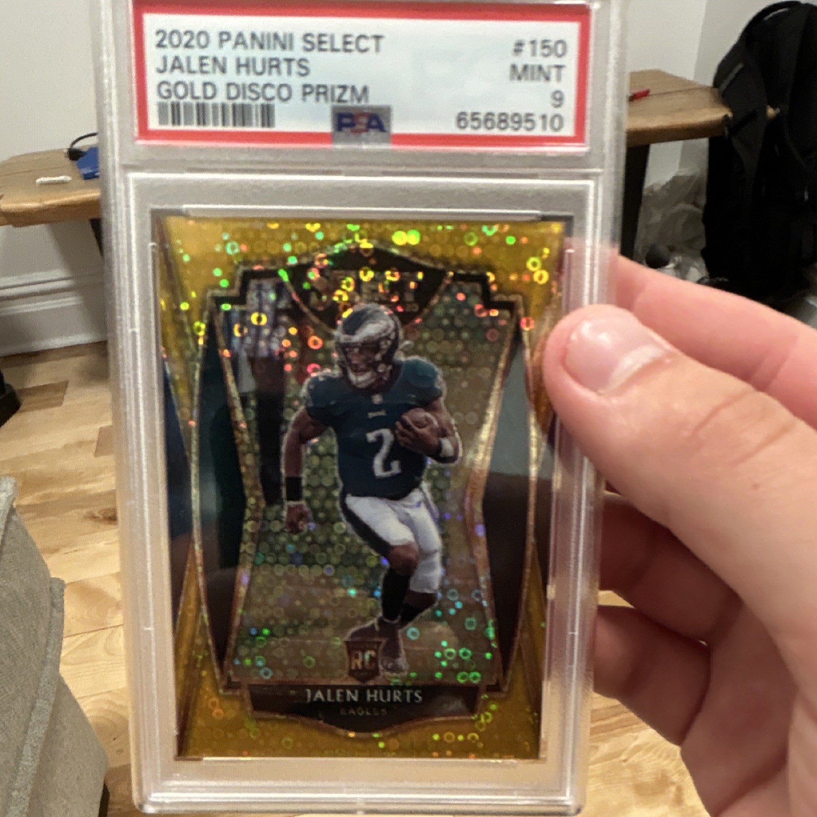 Panini 2020 Select Gold Disco Prizm Jalen Hurts #150 PSA 9 /10 Rookie