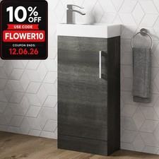 Cloakroom Freestanding Vanity Unit Modern Bathroom Compact Basin Sink Charcoal