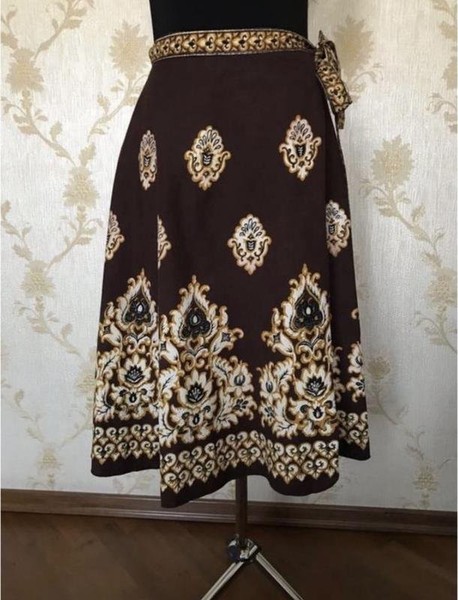 Women American Vintage Skirt Beige Cotton 36 / S /