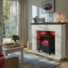 Electric Fireplace Suite with Black Stove & Flue - Endeavour Fires Farlington