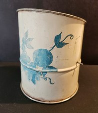 Vintage Metal Sifter with Blue Handles Made In USA Primitive Farmhouse Kitchen