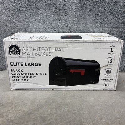Architectural Mailboxes Elite Large Steel Post Mount Mailbox Black
