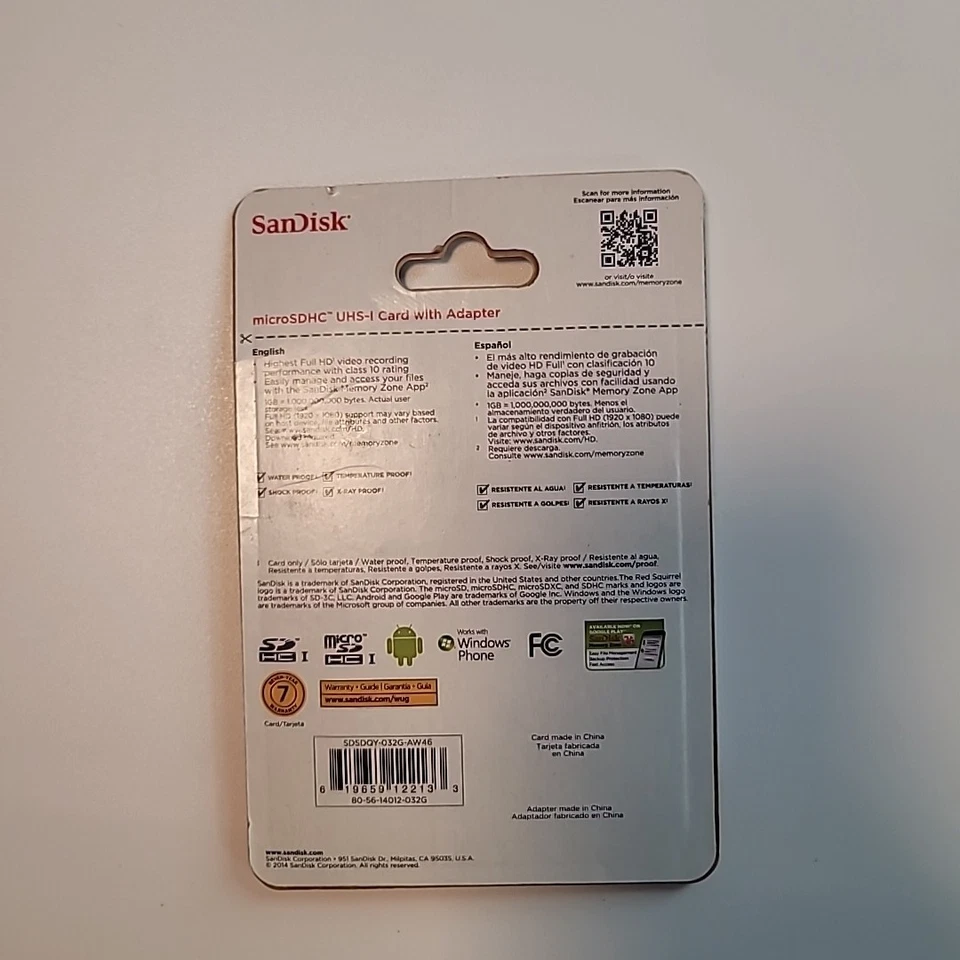 SanDisk 32GB высокой производительности micro sdhc UHS-1 карта с адаптером, совершенно новый - Изображение 2 из 2