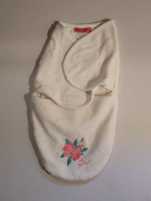Betsey Johnson Ivory Floral Swaddle Blanket Baby Girls Swaddling READ 