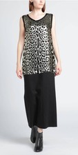 NWT Dolce & Gabbana Metallic Gold Leopard Print Silk-Blend Tunic Top, Size 4