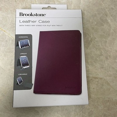 Brookstone Leather Case for Apple iPad Mini 3-Way Stand Plum Purple Tablet Cover