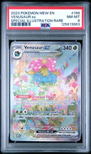 2023 POKEMON MEW EN-151 SPECIAL ILLUSTRATION RARE #198 VENUSAUR EX PSA 8