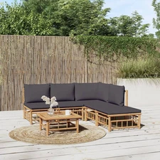 Garden Lounge Set Dark Grey Bamboo Medium Modular