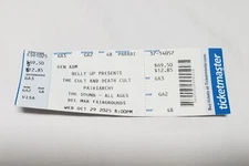 2025 The Cult / Death Cult / Patriarchy Del Mar CA Concert Hard Ticket Stub