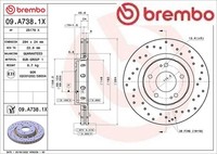 2X Bremsscheibe Brembo 09A7381X 2 Bremsscheiben