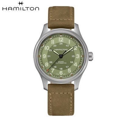 HAMILTON Khaki Field Titanium Auto H70545560 Green Men's Watch New in Box