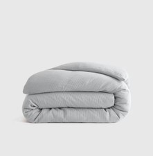 Mist Gauze King Duvet Cover Airy Gauze Solid Color Button Closure