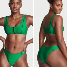 Victoria s Secret Sporty Bikini Set Size S Green 2pc Brazilian Scoop Bottom NEW