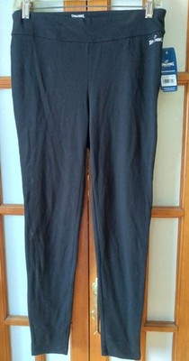 Spalding Women s Black Leggings Classic Stretch Size Medium NWT Cotton Spandex 