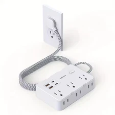 US Plug AC Outlet Multiprise Power Strip Braided Extension Cord Smart Home Elec