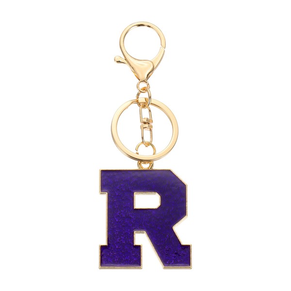 Initial Letter Keychain, Alphabet Letter A-Z Keyring, Purple (R)-image