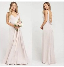 NWT Show Me Your MuMu Jenn Maxi Dress Beige Rose Chiffon S Wedding Prom Gown
