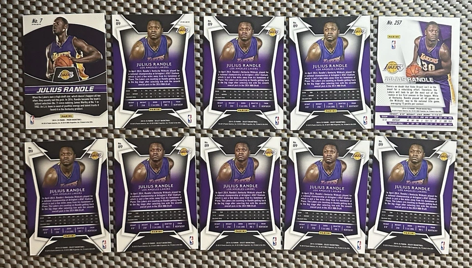 Lote de 10 tarjetas de novato Julius Randle Lakers 2014-15 Select Silver Prizm Wolves 🔥 Foto 4 de 4