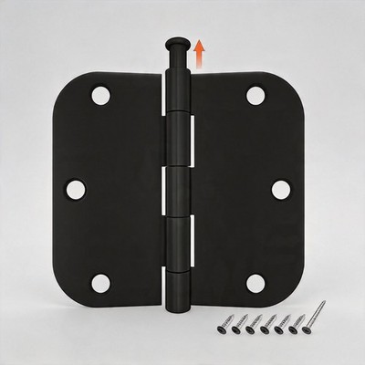 HOSOM 18 Pack Matte Black Door Hinges 3.5 x 3.5 Inch 5/8 Radius Heavy Duty