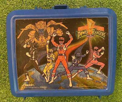 #ad 1993 Mighty Morphin Power Rangers Lunch Box 90s Aladdin Complete w Thermos VTG $24.88