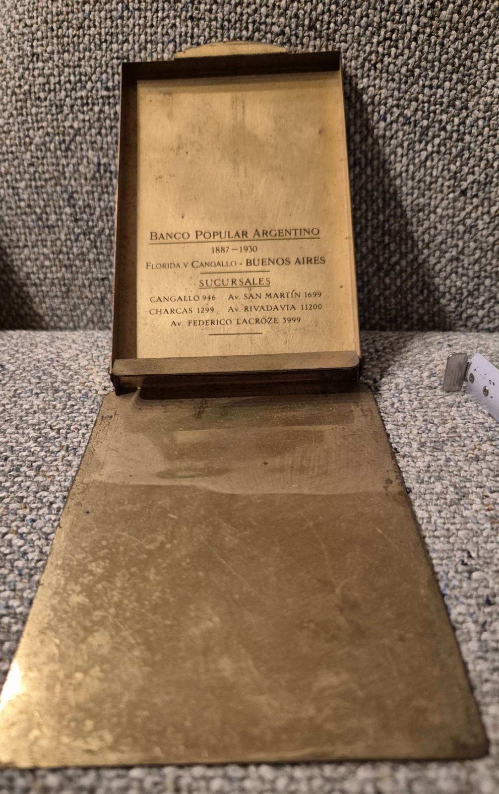 희귀 소장품: 1930년 아르헨티나 인민은행(Banco Popular Argentino) 문서 보관용 황동 케이스 4
