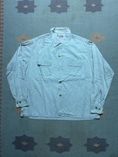Vintage 50s long sleeve loop collar shirt Towncraft rayon fleck distressed large
