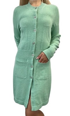CHANEL Vintage P52425 CC Turnlock Logo Knit Cardigan Dress #38