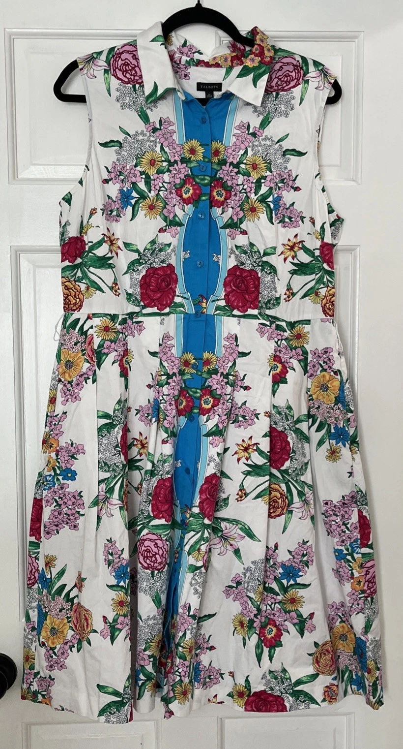 Talbots Shirt Dress 14 Floral Sleeveless Blossoms Garden Button Pockets Preppy
Opens in a new window