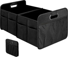 Simple Deluxe 2 Compartments Trunk Organizer for Car/SUV, Black New Design 