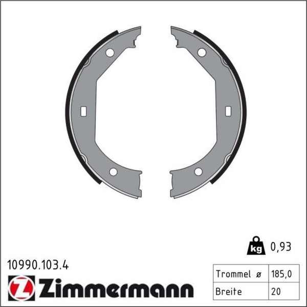 1X Zimmermann 10990.103.4 Bremsbackensatz Feststellbremse FüR BMW 3 4 1 5 X1 2-image