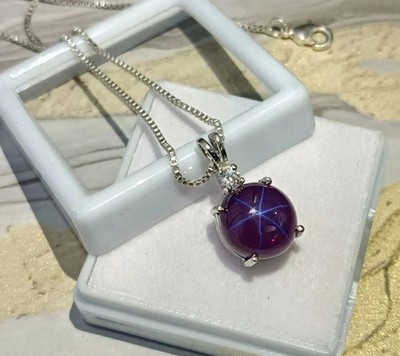 15.50 CtGorgeous 6 Ray Star Sapphire Inlaid Pendant Neck Chain Jewelry Accessory