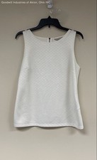 Banana Republic Women's Ivory Basketweave Textured Tank Top Shell Back Zip Sz M