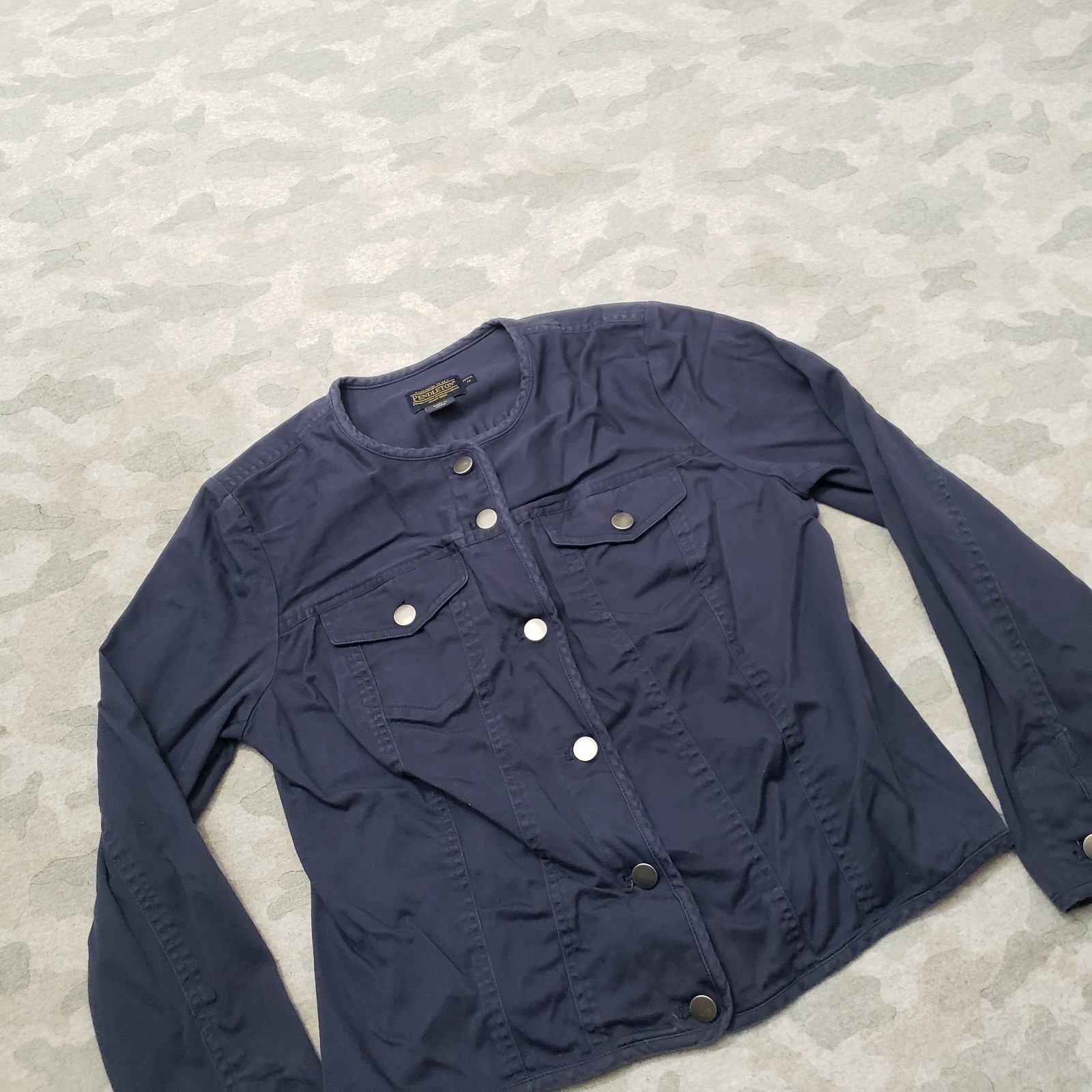 Pendleton Jacket  Womens PM Blue Pockets Long Sle… - image 2