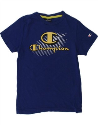 Champion Jungen Grafik T-Shirt Oberteil 7-8 Jahre Small blau Baumwolle BD31