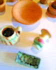 Dollhouse Miniature: 4 Ceramic Flower Pots, 1 Plant, 4 Planters or Mugs & Bowl — photo 3